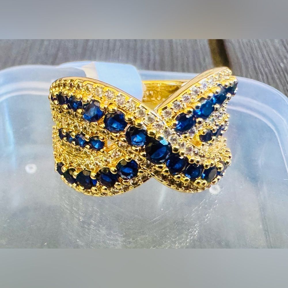 BP Lab Created Sapphire Ring on Gold Plating. RG32331 One More Spell, Size 8